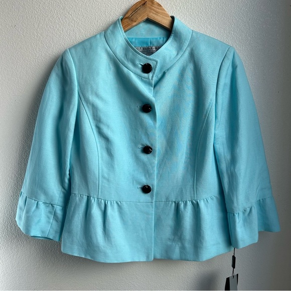 NEW Tahari | Linen Blend Peplum Blazer Jacket - Picture 2 of 10
